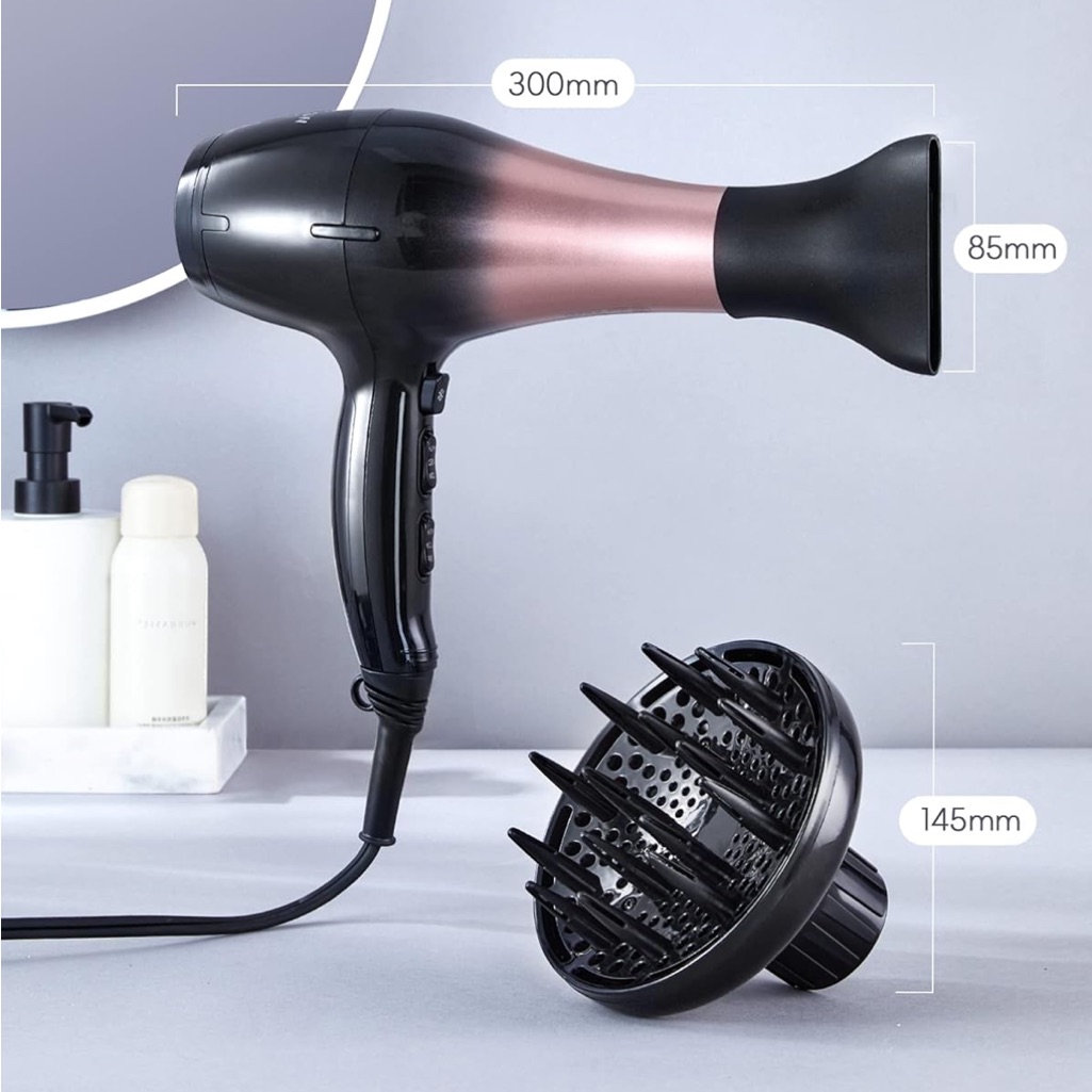 Wavytalk Blow Dryer With Diffuser For Curly Hair Quiet Lightweight Fast Drying